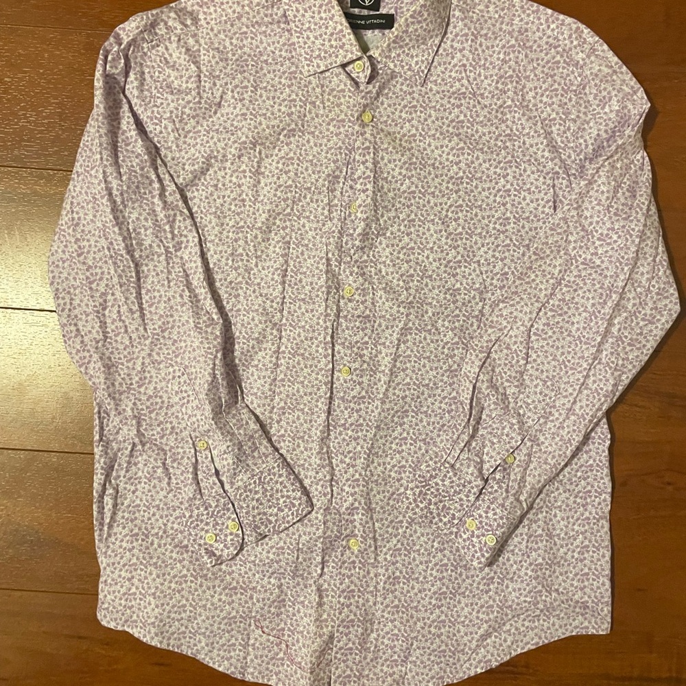 Adrienne Vittadini Lavender Micro Floral Button-Down Shirt